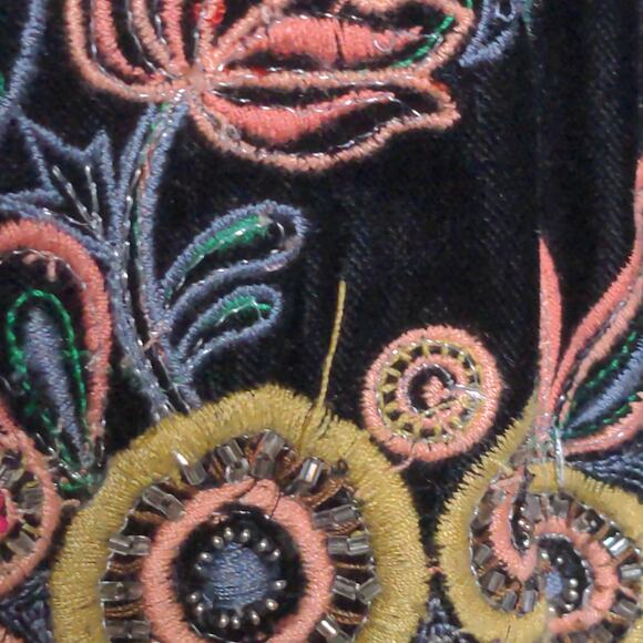 Anthropologie Elevenses Hallie Embroidered Bomber Jacket Black Velvet – Size S - Picture 5 of 15